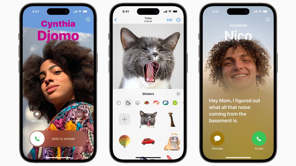 iOS 17 upgrades the communications experience with Contact Posters, a new stickers experience, Live Voicemail, and much more.