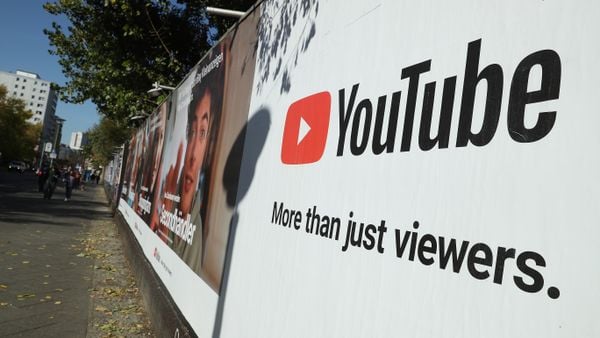 BERLIN, GERMANY - OCTOBER 05: A Billboard advertisements for YouTube hang on a wall on October 5, 2018 in Berlin, Germany.