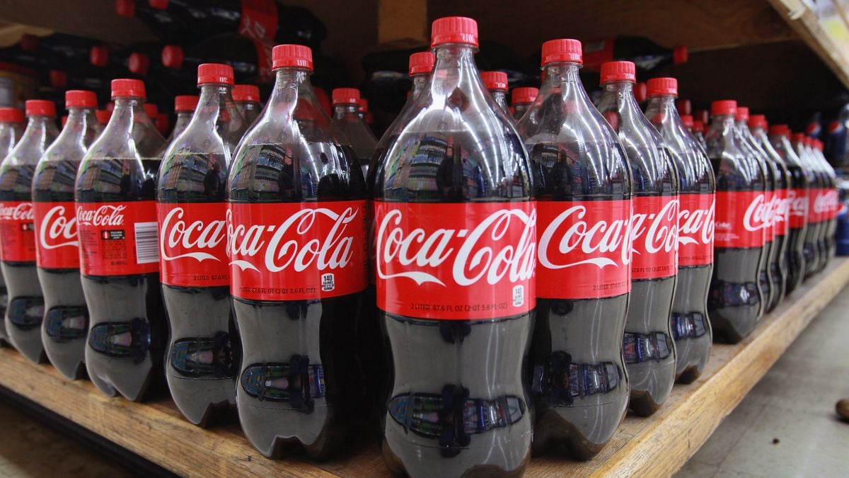 Row of coke bottles