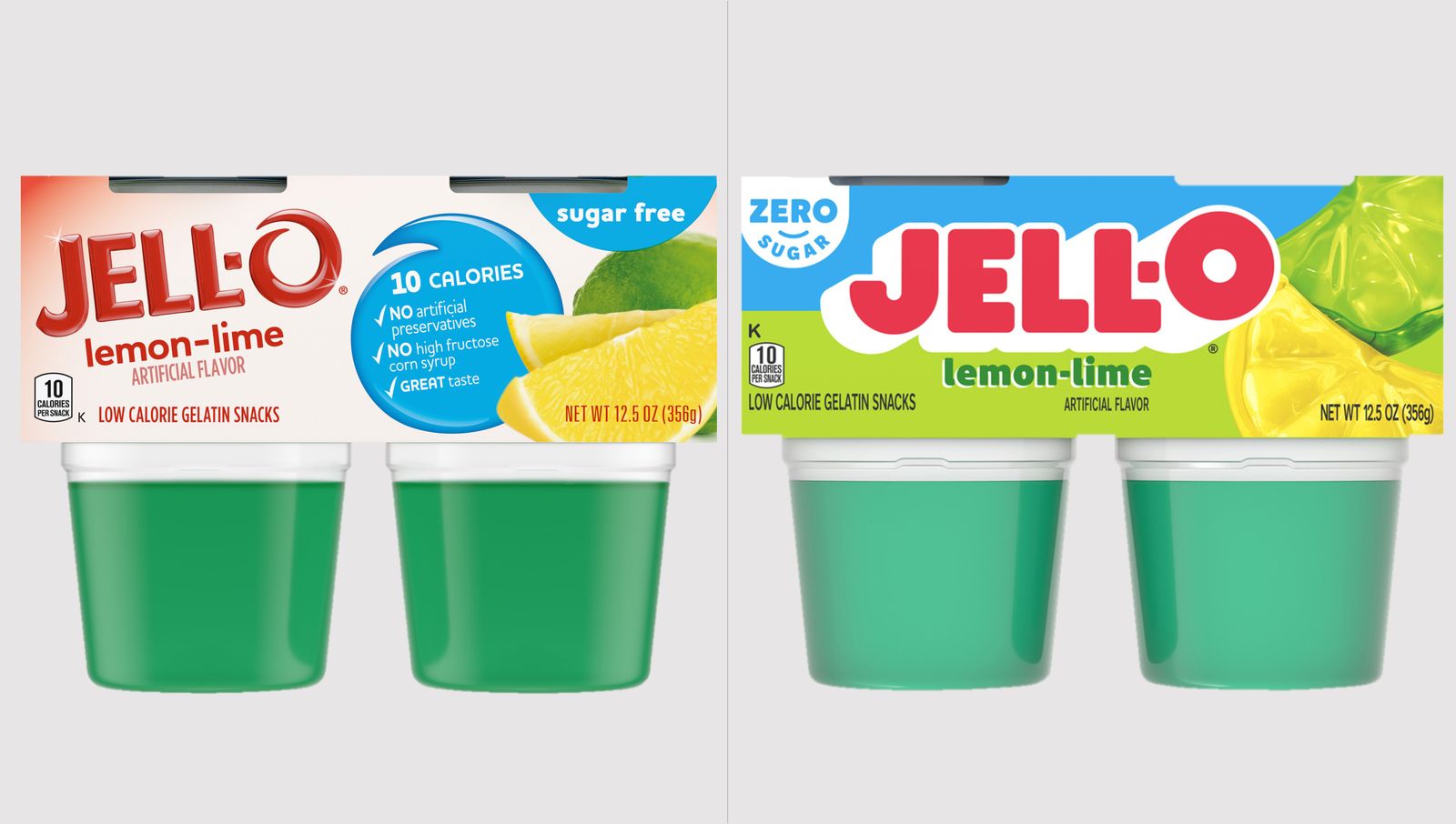 Jell-O, before and after the rebrand
