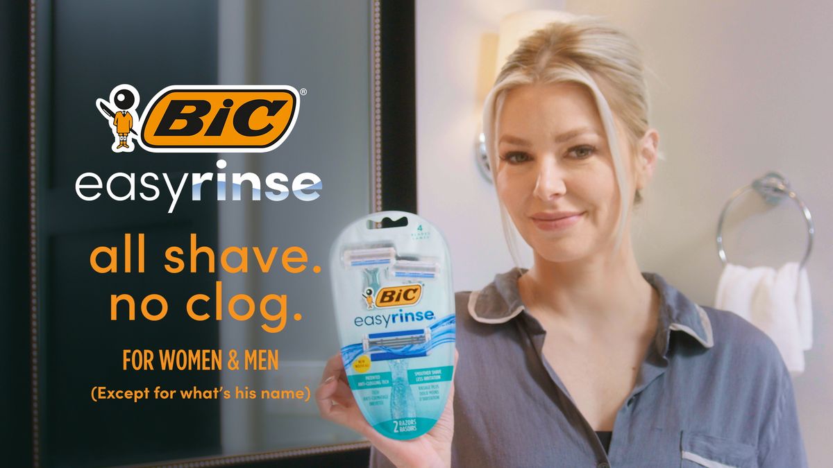 An image of Ariana Madix of "Vanderpump Rules" promoting BIC's EasyRinse razors for its "All Shave. No Clog." campaign.